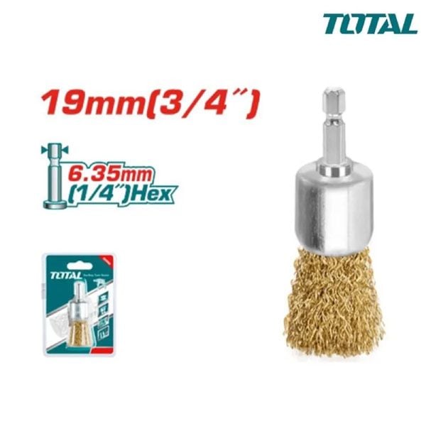  Chổi đánh gỉ mạ đồng chuôi lục giác 6.35x19mm Total TAC301961 