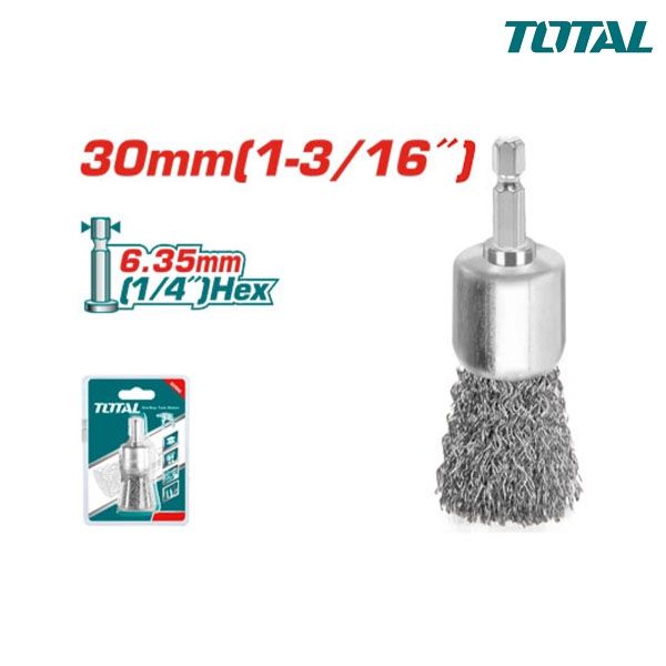  Chổi đánh gỉ mạ kẽm chuôi lục giác 6.35x30mm Total TAC303062 