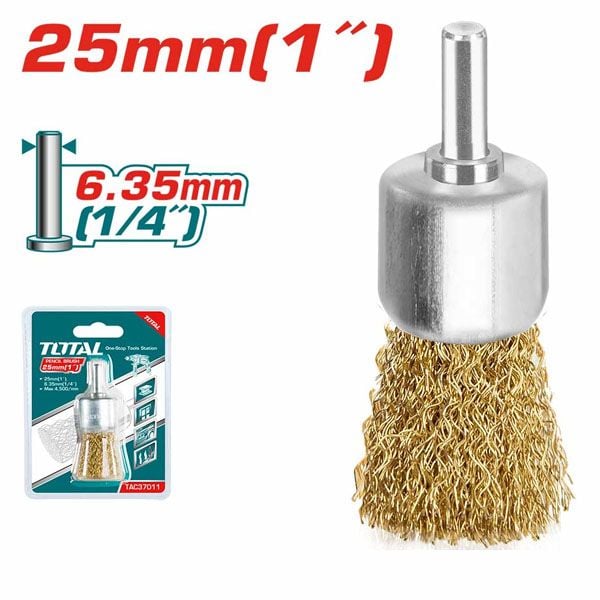  Chổi đánh gỉ mạ đồng chuôi tròn 6.35x25mm Total TAC37011 
