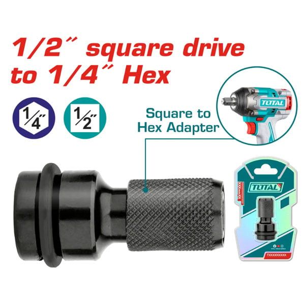  Đầu chuyển đổi bu lông 1/2 inch sang bắt vít lục 1/4 inch Total TAC60501 