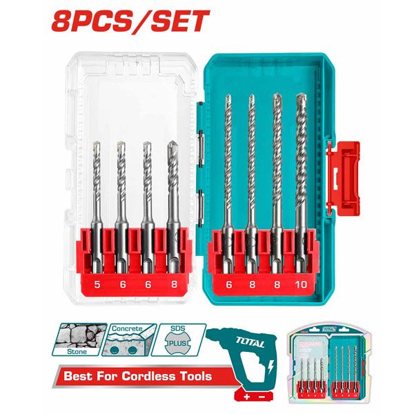  Bộ 8 mũi khoan bê tông đuôi gài SDS Plus Total TACSDL11806 