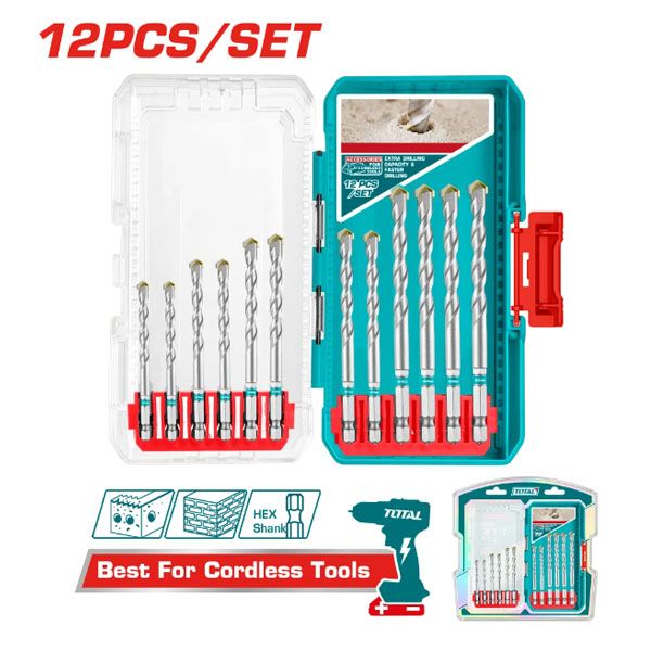  Bộ 12 mũi khoan bê tông, tường chuôi lục giác Total TACSDL12206 