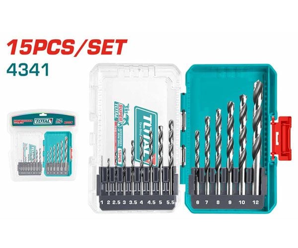  Bộ 15 mũi khoan  HSS 4341 Total TACSDL51506 