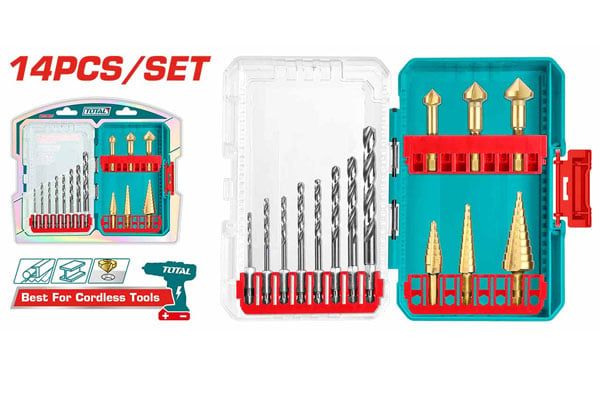  Bộ 14 mũi khoan HSS 4341 và mũi khoan bậc thang Total TACSDL61401 