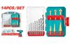 Bộ 14 mũi khoan HSS 4341 và mũi khoan bậc thang Total TACSDL61401