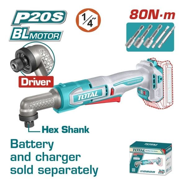  Máy Vặn Vít Góc Dùng Pin Total TAIRLI2081 20V 80Nm Đầu 1/4 Inch (Chưa Pin & Sạc) 