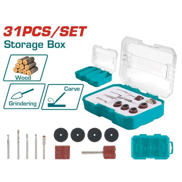 Bộ 31 linh kiện máy mài khuôn mini Total TAKMG1030