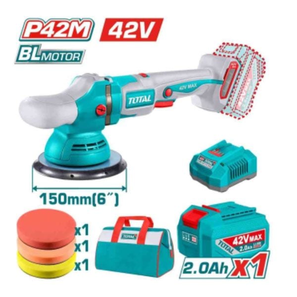  Máy Đánh Bóng Dùng Pin Total TAPLI42151 42V 150mm (Kèm 1 Pin 2.0Ah và 1 Sạc) 