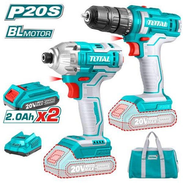  Bộ combo máy vặn vít và máy khoan dùng pin 20V Total TCKLI2006 