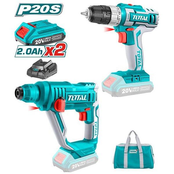  Bộ combo máy bê tông và máy khoan dùng pin 20V Total TCKLI2008 