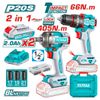 Bộ combo máy khoan búa máy vặn bu lông dùng pin 20V Total TCKLI20286