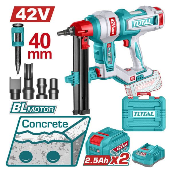  Máy bắn đinh bê tông 40mm dùng pin 42V Total TCNLI420602 