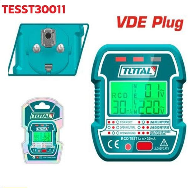  Dụng cụ kiểm tra ổ cắm AV 90-250V Total TESST30011 