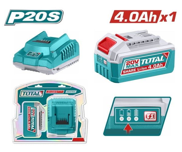  Bộ 1 pin và 1 sạc P20S 20Vx4.0Ah Total TFBCPK1012 