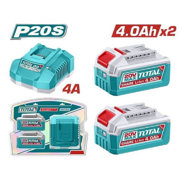  Bộ 2 Pin 20Vx5.0Ah và sạc 20V Total TFBCPK2013 