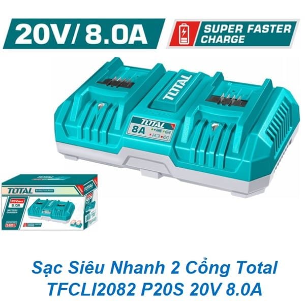  Sạc Siêu Nhanh 2 Cổng Total TFCLI2082 P20S 20V 8.0A 