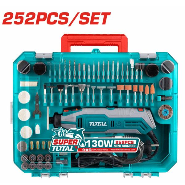 Bộ 252 món bao gồm máy mài khuôn mini 130W Total TG5133261