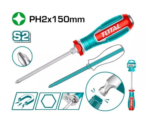 Tua vít đóng đầu bake PH2x150mm Total TGTPH2150 