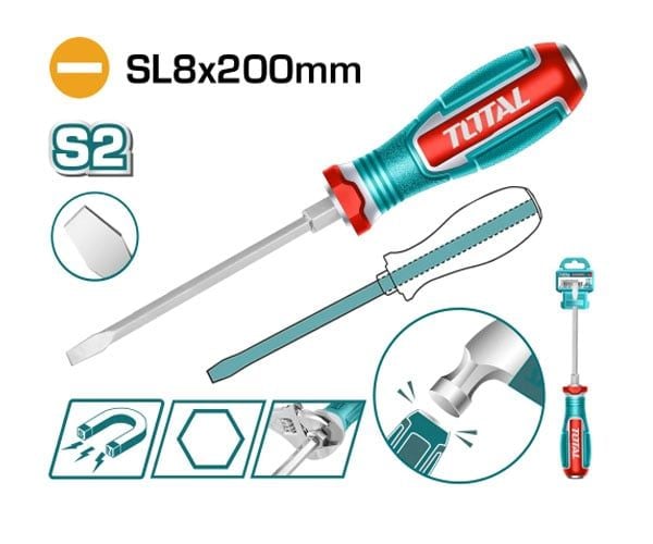  Tua vít đóng đầu dẹp SL8x200mm Total TGTSL8200 