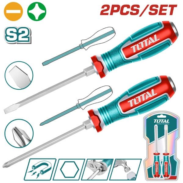  Bộ 2 tua vít đóng đầu dẹp và bake  SL6.5x125 và PH2x125mm Total TGTST0206 