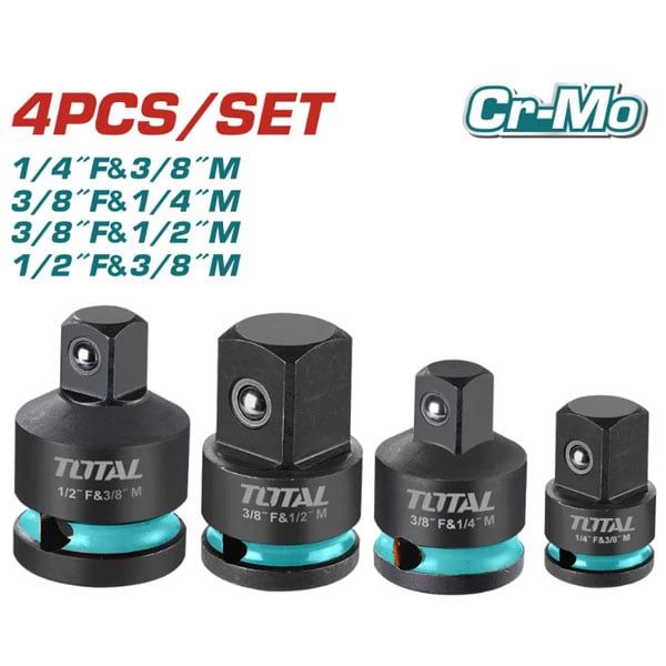  Bộ 4 đầu chuyển đổi đầu tuýp bu lông cao cấp Total THISAD12438 