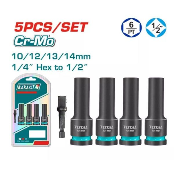  Bộ 5 đầu tuýp dài 1/2 inch kèm đầu chuyển đổi cao cấp Total THKISD12052L 
