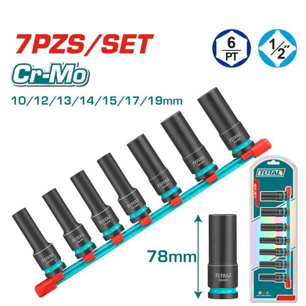  Bộ 7 đầu tuýp sâu 1/2 inch Total THKISD12073L 