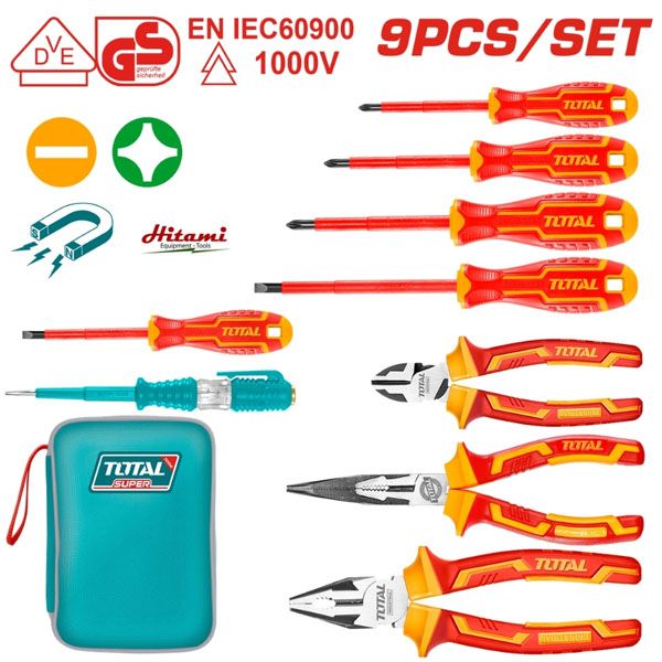  Bộ kìm và tua vít cách điện 9 món cao cấp Total THKIST3092 