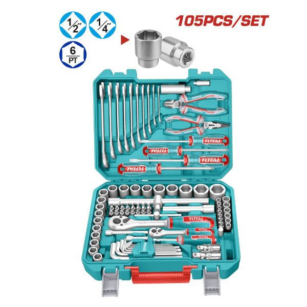  Bộ dụng cụ sửa chữa cơ khí đa năng 105 chi tiết Total THKTHP61057 