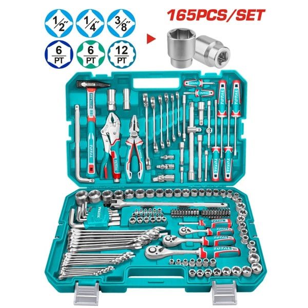  Bộ dụng cụ sửa chữa cơ khí đa năng gồm 165 chi tiết Total THKTHP61657 