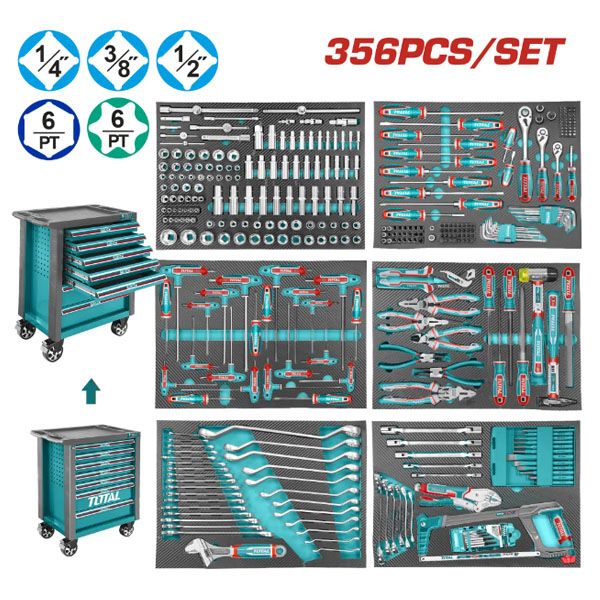  Bộ tủ đồ nghề 7 ngăn kéo gồm 356 chi tiết cao cấp Total THPTCS73561 