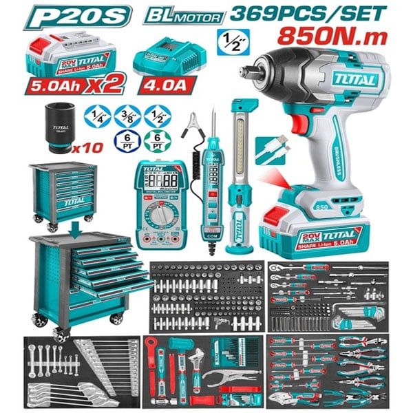  Bộ 369 món trong tủ xe đẩy đựng công cụ Total THPTCS83692 