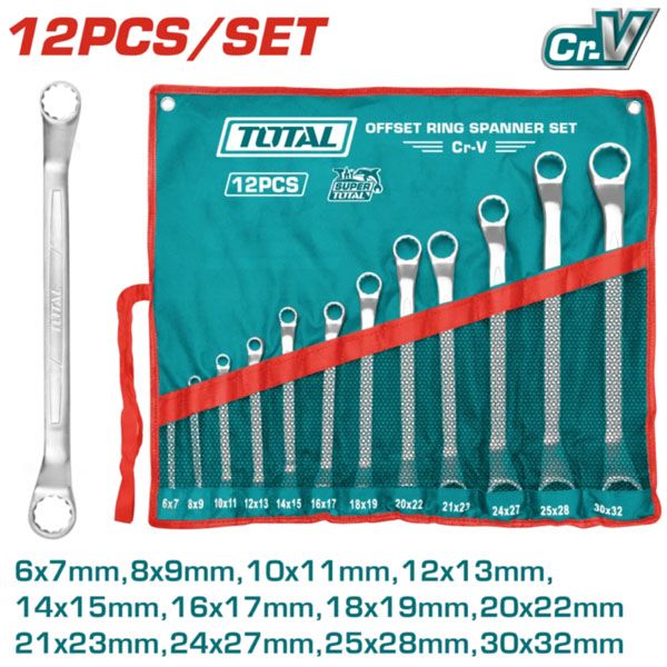  Bộ cờ lê 2 đầu vòng 12 chi tiết 6-32mm Total THT1024121 