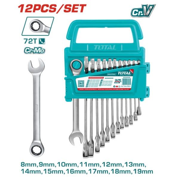  Bộ cờ lê miệng vòng tự động 12 chi tiết 8-19mm Total THT102RK0126 