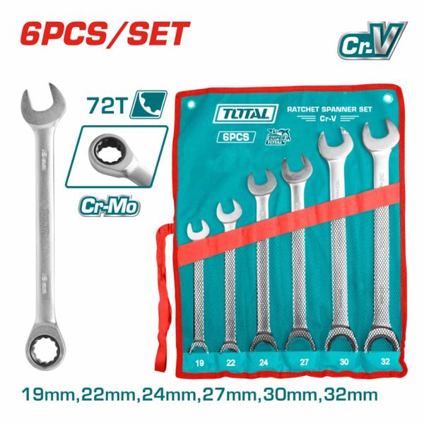  Bộ cờ lê miệng vòng tự động 6 chi tiết 19-32mm Total THT102RK061 