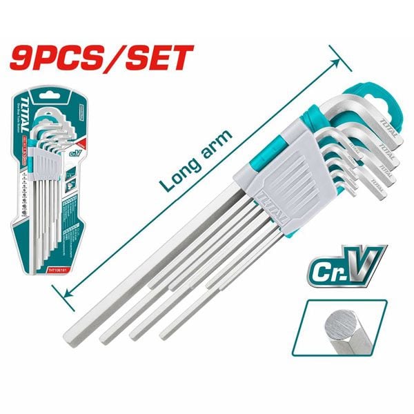  Bộ lục giác 9 chi tiết hệ mét đầu bằng Total THT106191 