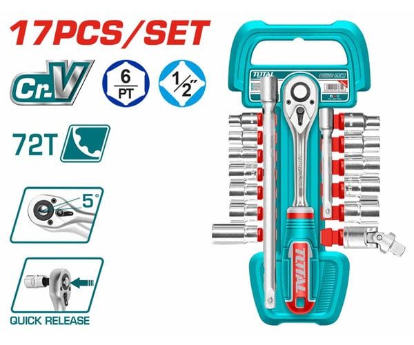  Bộ cần tự động và đầu tuýp 1/2 Inch 17 chi tiết Total THT121171 