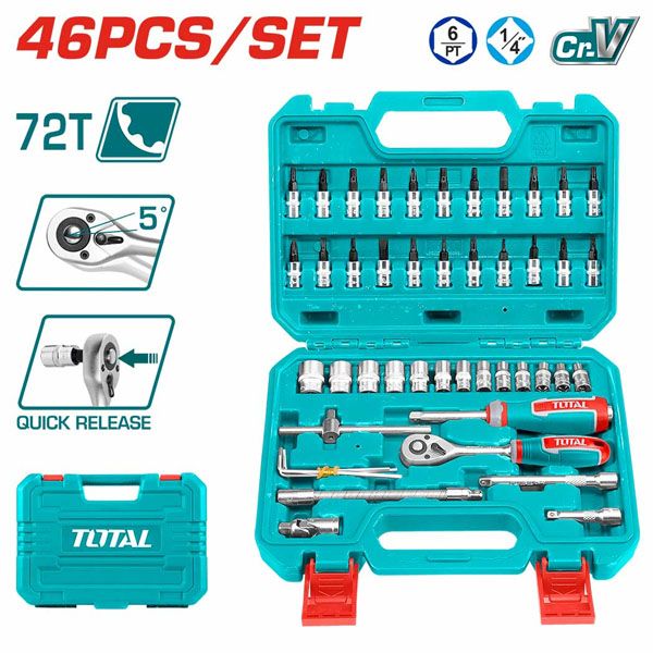  Bộ 46 cần và đầu tuýp 1/4 inch Total THT141462 