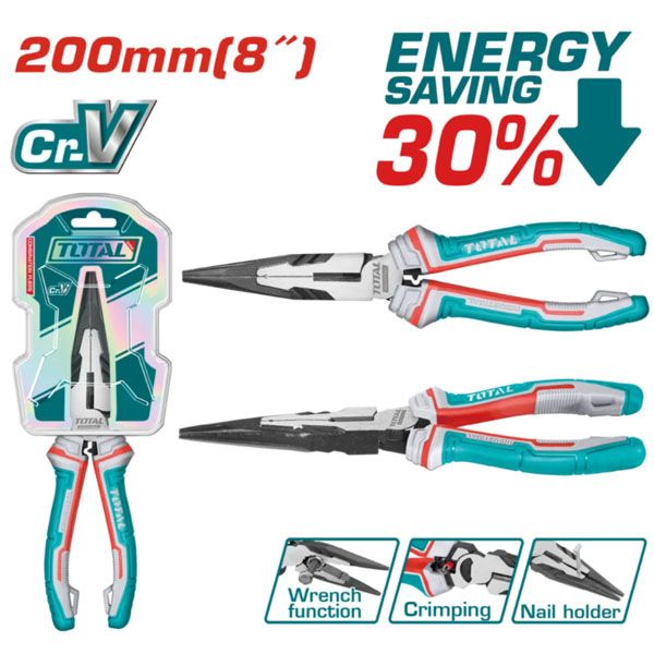  Kìm mũi nhọn mỏ dài cao cấp 8 inch/200mm Total THT220806S 