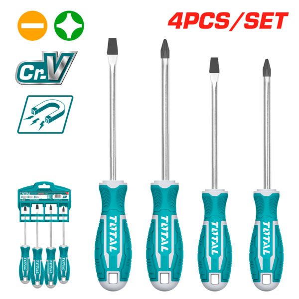  Bộ 4 tua vít dẹp và bake Total THT250604 