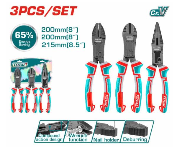  Bộ 3 kìm răng, cắt và nhọn trợ lực Total THT2CK231S 