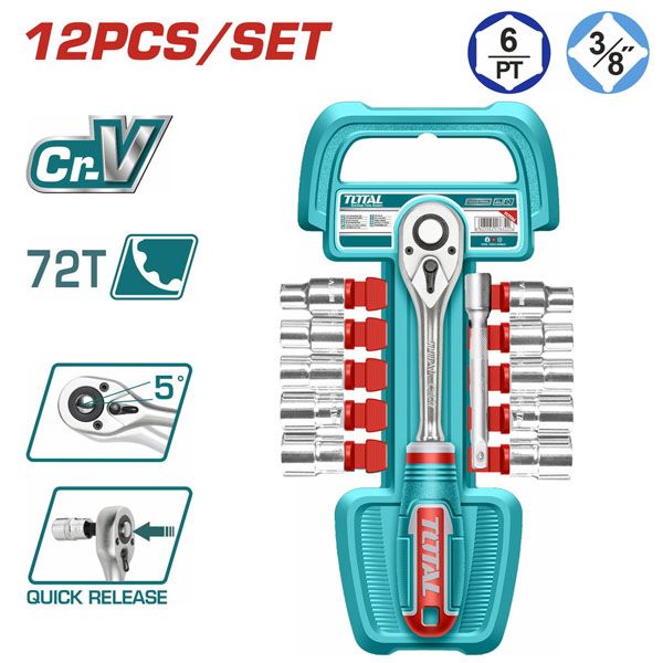  Bộ cần tự động và đầu tuýp 3/8 Inch 12 chi tiết Total THT381121 