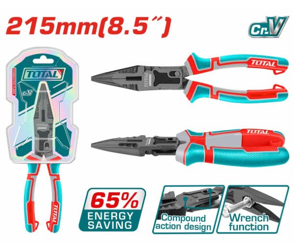  Kìm mũi nhọn mỏ dài trợ lực 8.5 inch/215mm Total THTC520806 