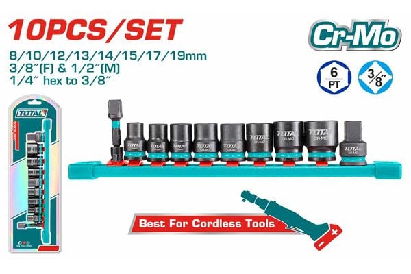  Bộ 10 đầu tuýp 3/8 inch và đầu chuyển Total THTISD38104 