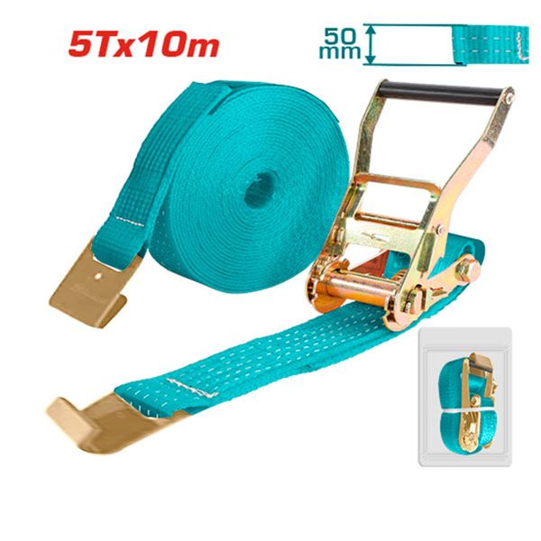  Dây đai chằng hàng tăng đơ có móc phẳng 5Tx10m Total THTRS5104 