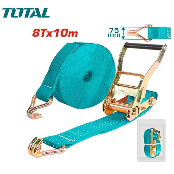  Dây đai chằng hàng tăng đơ có móc chữ J 8Tx10m Total THTRS8101 