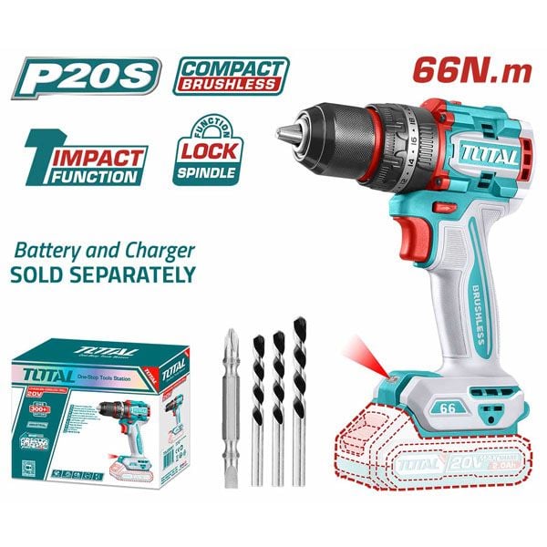  Máy khoan búa dùng pin 20V-66N.m Total TIDLI206681 