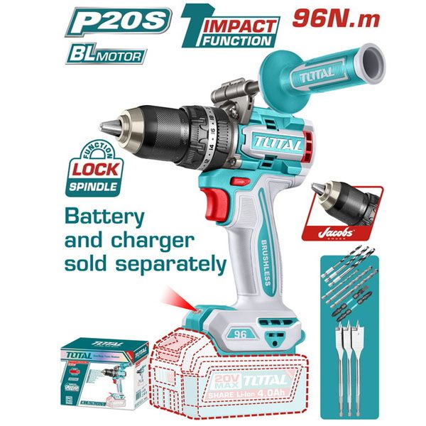  Máy khoan động lực dùng pin 20V Total TIDLI209685 