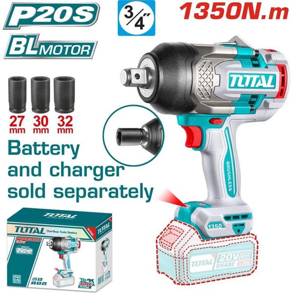  Máy vặn bu lông dùng pin 20V-1350N.m Total TIWLI201351 