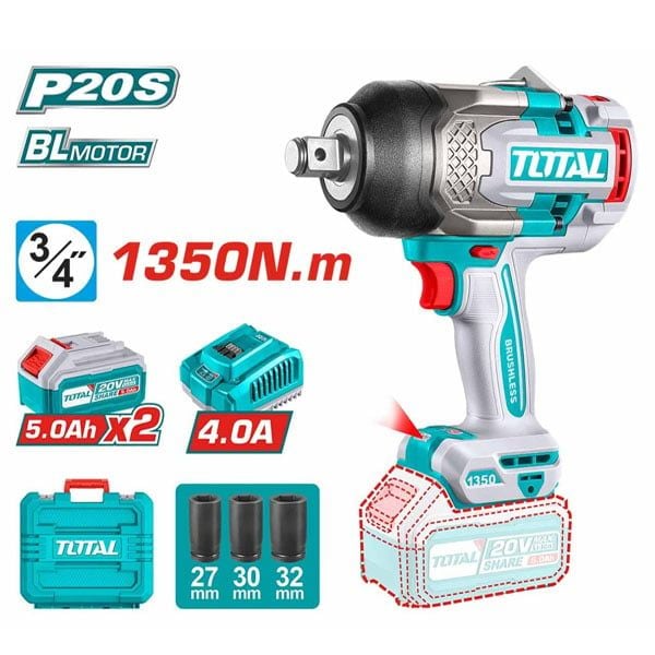  Máy vặn bu lông dùng pin 20V-1350N.m Total TIWLI20135 